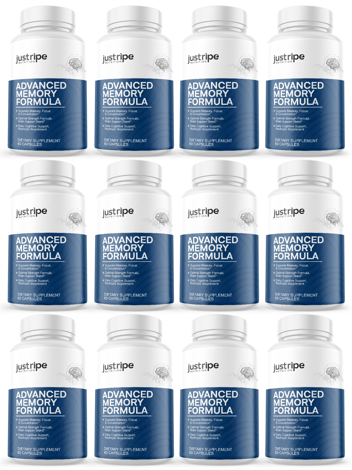 12 Pack Advanced Memory Formula- Best Nootropic Brain Supplement  Memory & Focus